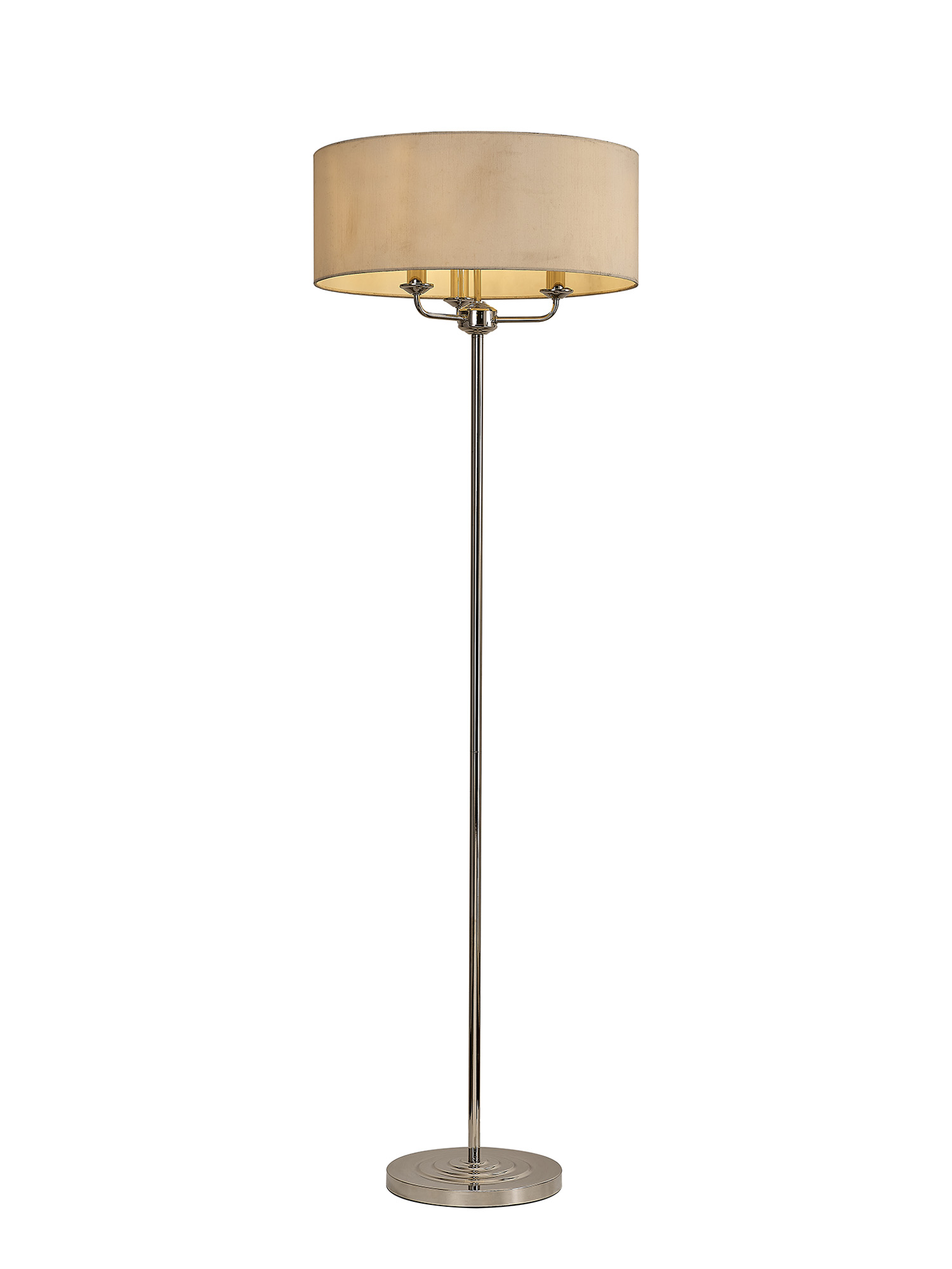 DK0895  Banyan 45cm 3 Light Floor Lamp Polished Nickel, Ivory Pearl